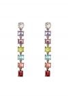 Multicolored Rectangle Crystal Earrings