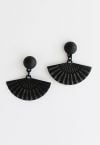 Black Folded Fan Earrings