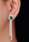 Emerald Cut Gem Diamond Drop Earrings