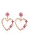 Pink Diamond Heart Hook Earrings