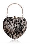 Mysterious Lace Heart Shape Clutch in Black