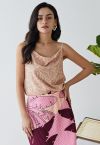 Cowl Neck Sequined Cami Top in Pink