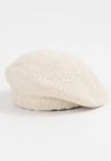 Fuzzy Wool-Blend Beret Hat in Cream