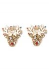 Golden Deer Rhinestone Oil Spill Earrings