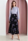 Blooming Butterfly Printed Velvet Maxi Skirt