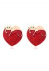 Lazy Cat Heart Rhinestone Earrings