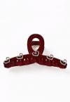 Heart Rhinestone Flocking Hair Claw in Burgundy