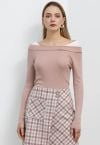 Color Blocked Neckline Knit Top in Pink