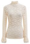 Paisley Full Lace Mesh Inserted Top in Cream