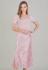 Sweet Pink Sequin Velvet Mermaid Skirt