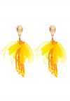 Beaded Petal Tassel Earrings in Yellow