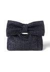 Bowknot Braided Straw Clutch in Black