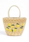 Lemon Pattern Handmade Woven Straw Beach Bag