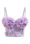 Pearly Petal Bustier Crop Top in Lilac