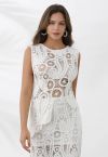 Paisley Cutwork Lace Asymmetric Sleeveless Top