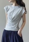 Cap Sleeve Crisscross Cotton Top in Grey