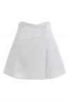 High Waist Buttoned Flap Skorts in White