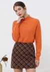 Integral Metallic Thread Mock Neck Wool Sweater in Orange