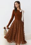 Tassel Spots Elastic Midi Skirt in Caramel