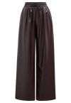 City Stroll Faux Leather Drawstring Pants in Burgundy