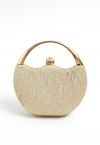 Elegance Round Handle PU Leather Clutch in Champagne