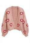 Stitch Heart Open Front Hand Knit Cardigan