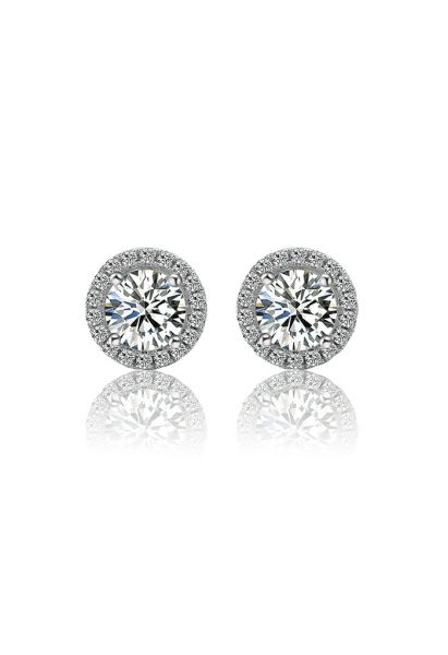 Rounded Glittering Moissanite Diamond Earrings