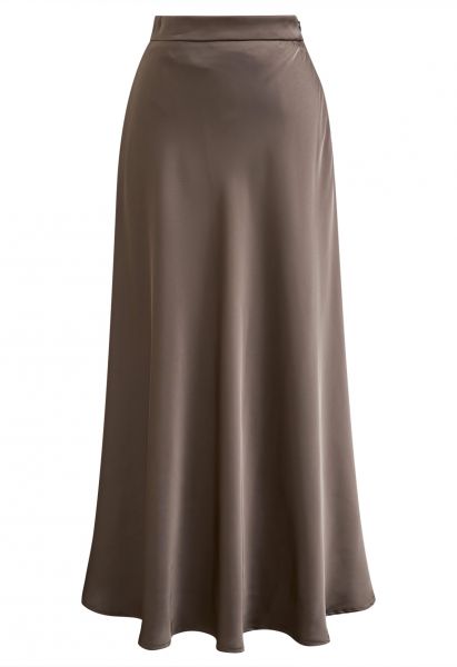 Understated Elegance Satin Maxi Skirt in Brown