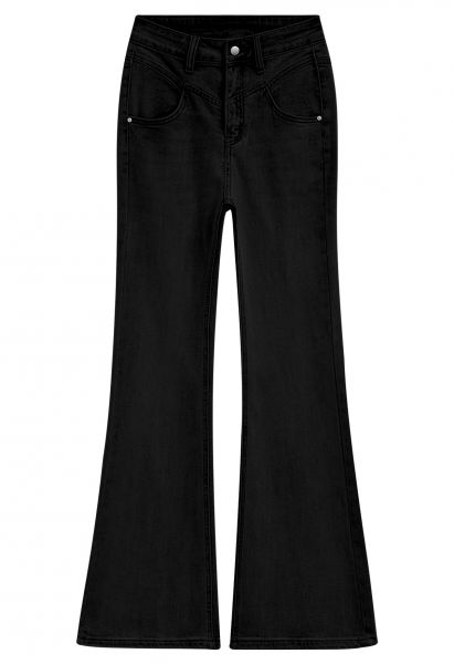 Flattering Stretchy Flare Leg Jeans in Black