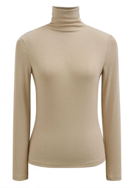 Soft High Neck Top in Apricot
