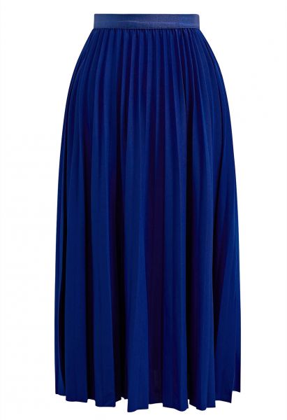 Royal Blue Pleated Midi Skirt