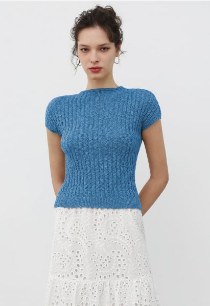 Basic Cap Sleeve Cotton Top in Blue