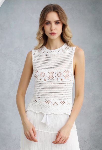 Fantastic Openwork Crochet Sleeveless Top