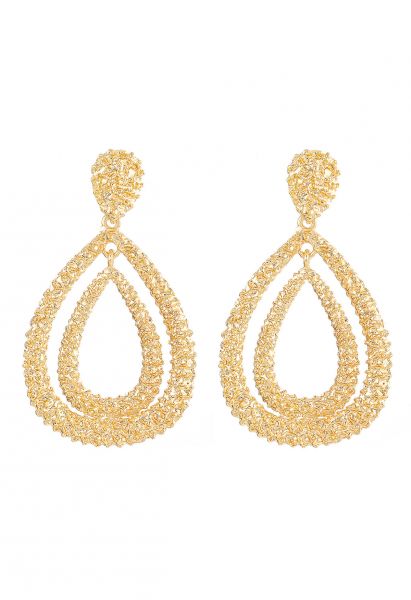 Double-Layered Teardrop Earrings in Gold