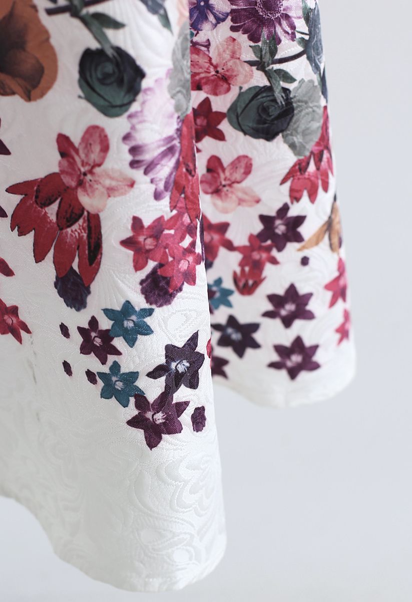 花柄刺繍スカート