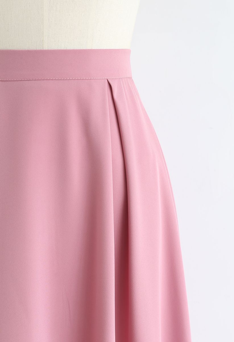 プリーツAラインスカート　ピンク