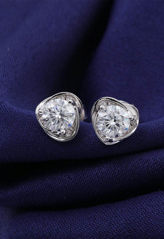 Floral Moissanite Diamond Earrings