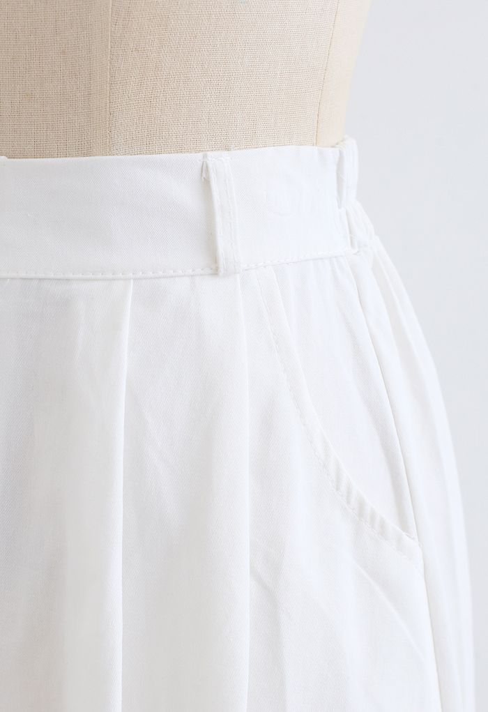 【インポートロッサ】スカート S ストライプ ホワイト Aライン 襟付きポケット