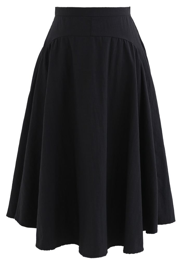 Aライン非対称フレア裾スカート　　ブラック