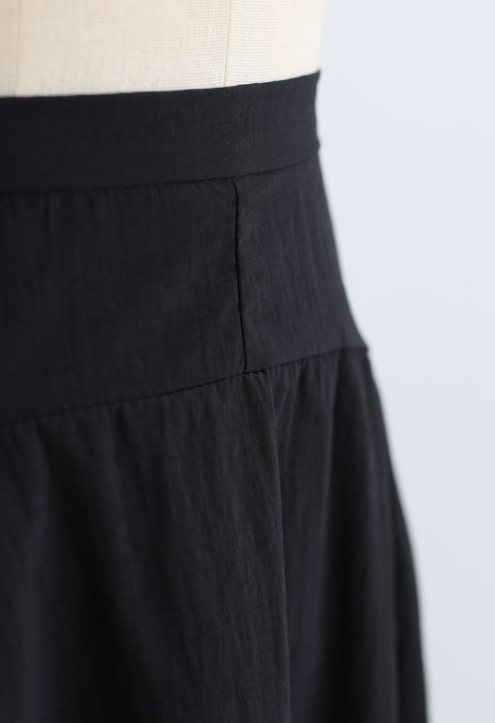 Aライン非対称フレア裾スカート　　ブラック