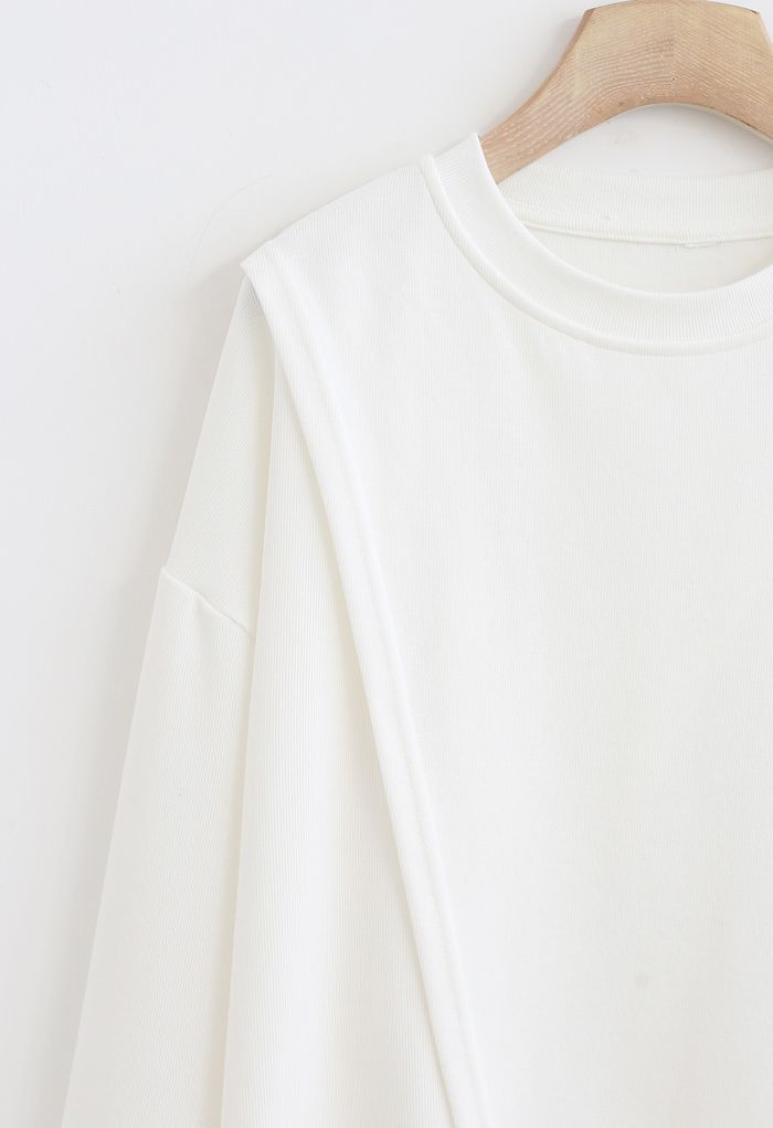 クロスフラップオーバーサイズスウェットシャツ　ホワイト