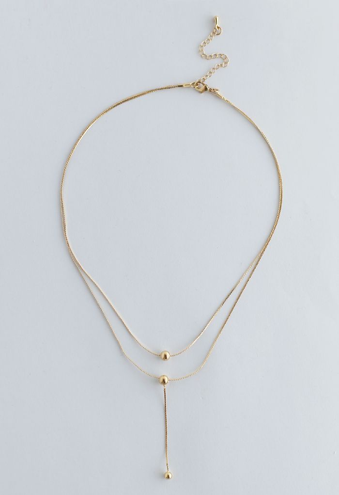 Drop Balls Double Layer Gold Necklace