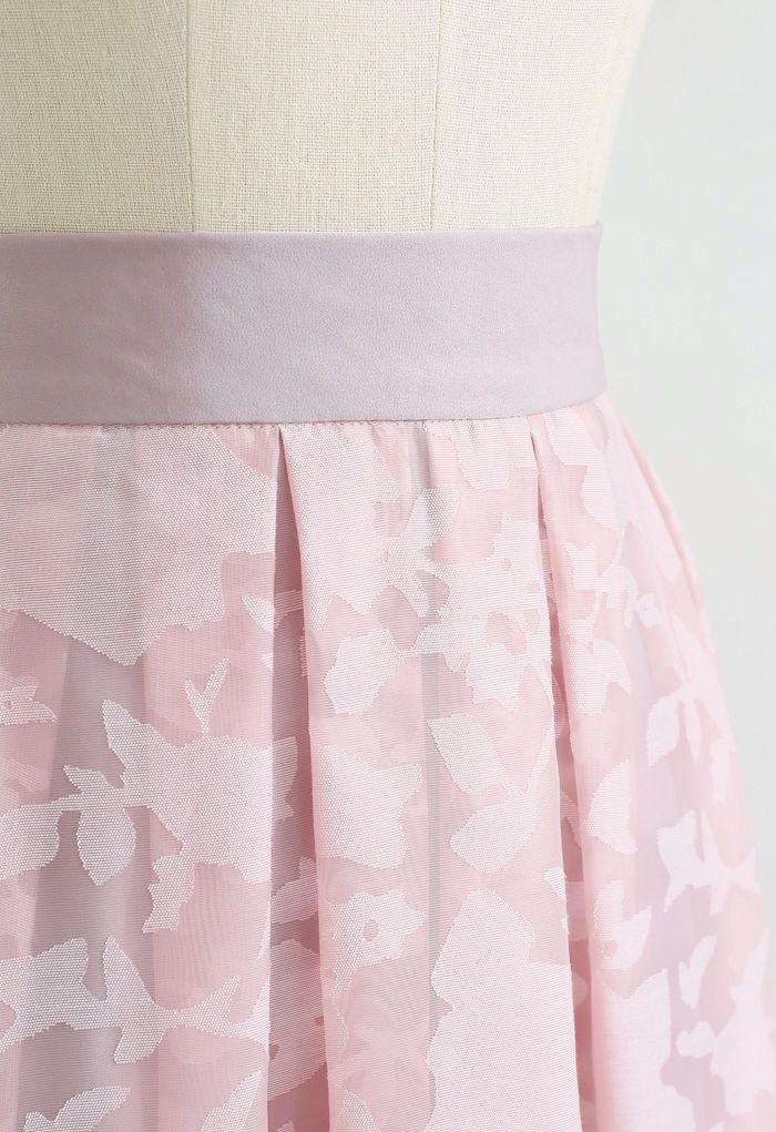 フラワーオーガンジースカート ピンク