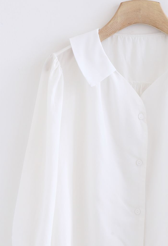 7分袖Vネックシャツ ホワイト