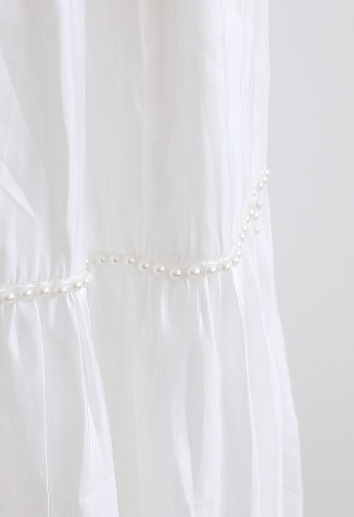 パールデコサテンスカート ホワイト