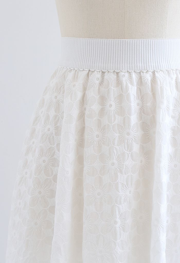 デイジー刺繍スカート ホワイト