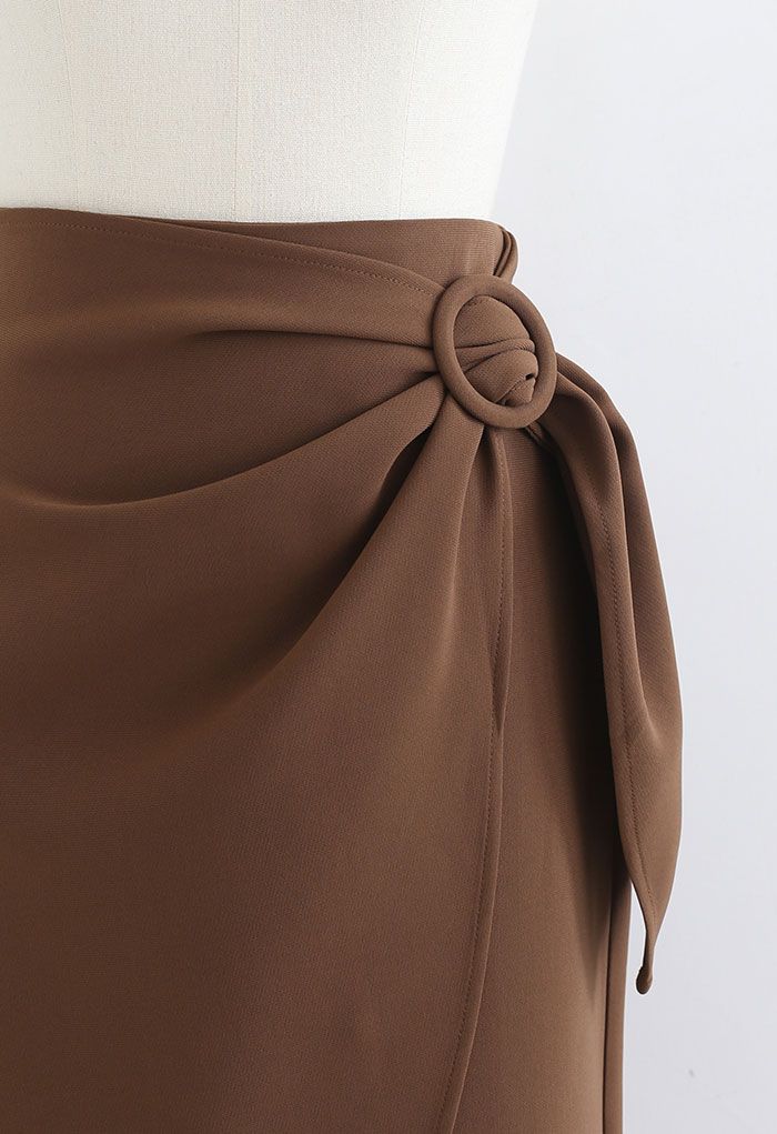 サイトベルトデザインラップ風スカート カラメル