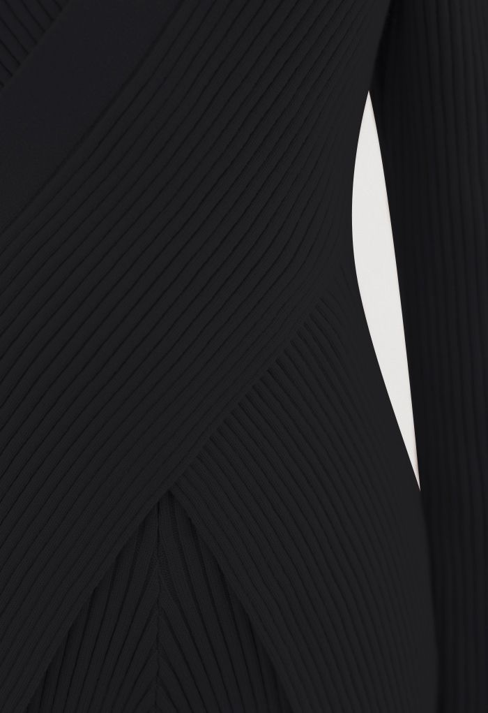 ニットロングラインセーターXパンツ　セットアップ　ブラック
