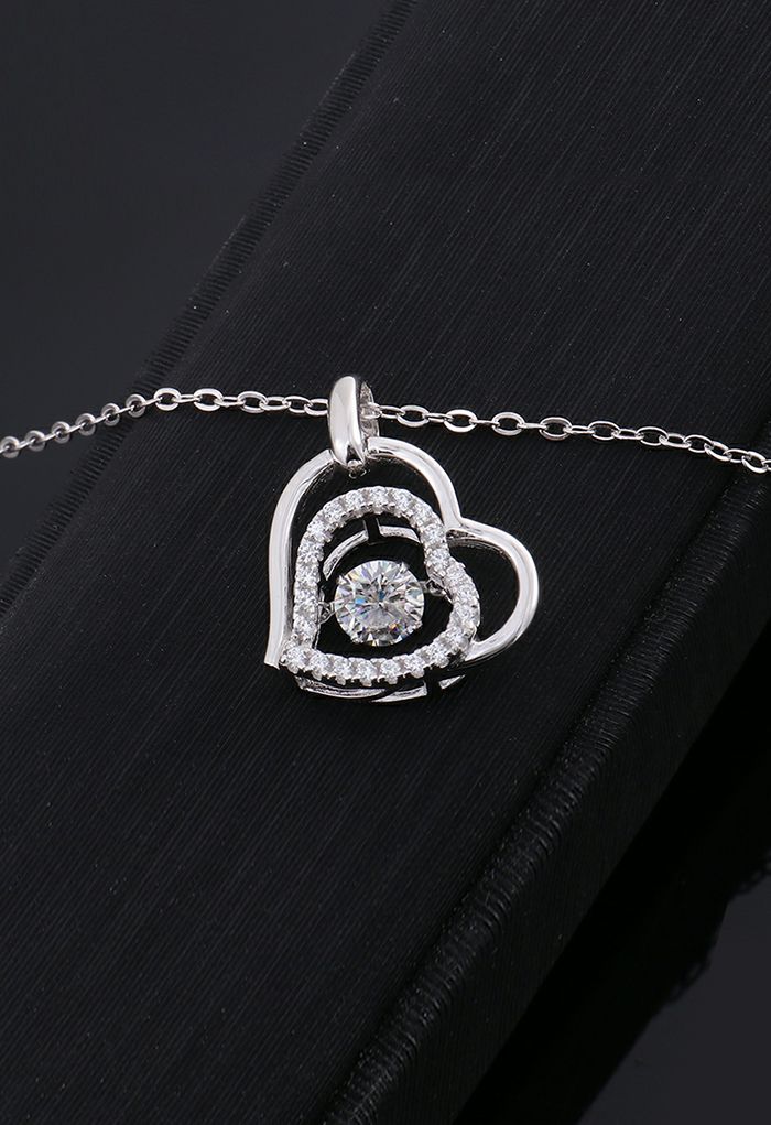 Double Heart Moissanite Diamond Necklace