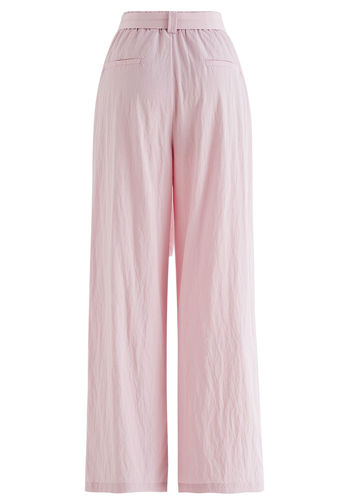 Drape Belt Side Pocket Straight-Leg Pants in Pink